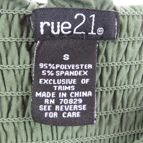 Y2k Olive Green Crop Smocked Little Tube Top Crop Top Small Cute - Picture 4 of 5